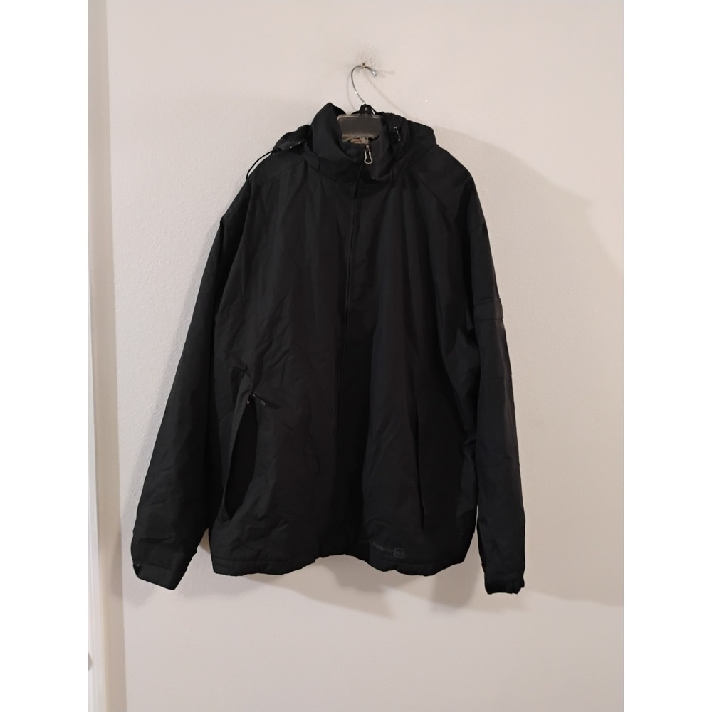 Free Country Mens XL Black Dobby Textured Water Resistant Hooded Jacket Utility